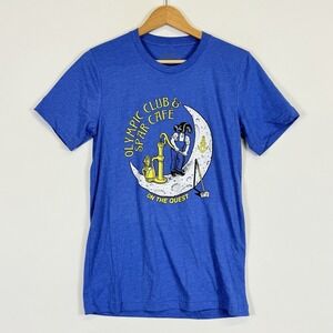 McMenamins PNW Adult Small T-Shirt Blue Olympic Club Spar Cafe Whimsical Artsy